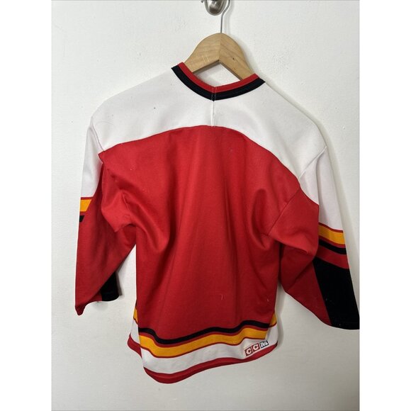 Rare Vintage CCM NHL Calgary Flames Jersey Youth L XL Red - Picture 5 of 8